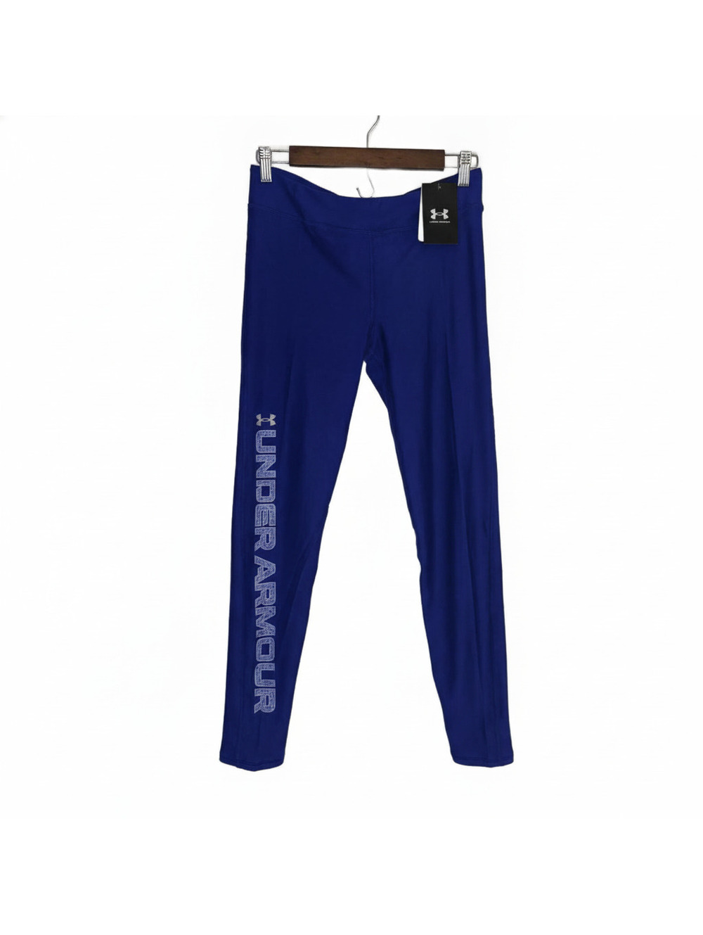 Under Armour Girls Navy Blue Leggings with Logo Print Size YLG